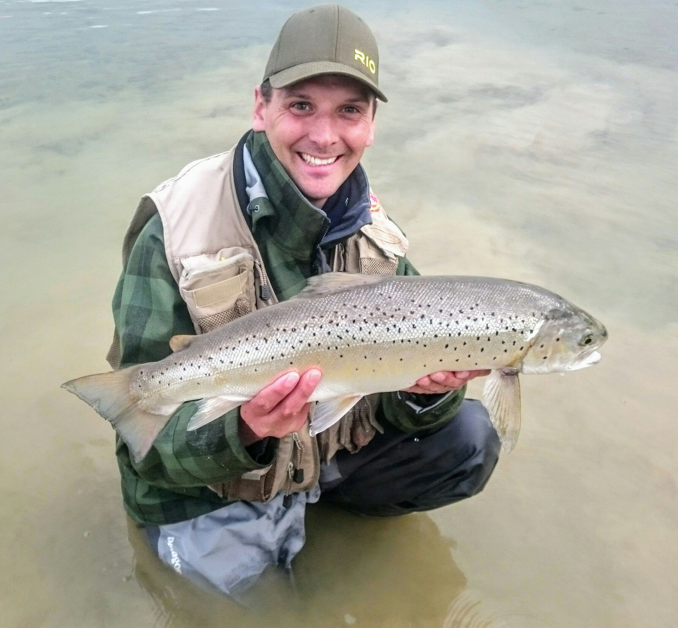 David Hoppe with a 9lb Pitsford Reservoir brown trout caught from sailing club bank on a buzzer