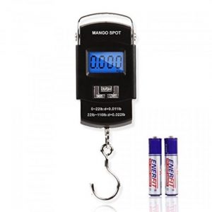 The mango digital scale can weigh fish up to 100lb.