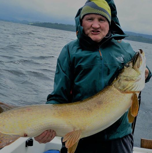 Andrew Carson shows off his 40lb 4oz Loch Lomond pike