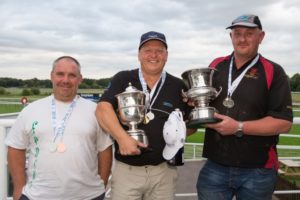 The top 3 individuals - From left to right; 3rd place Darren Taylor (Sensas North), 1st place Ian Paulley (Preston Innovations Thatchers) & 2nd place Andy Bradley (Mirfield AC)