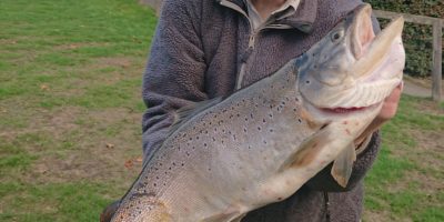 Chris Bobby with a 12lb 10oz Brown Troyut from Rutland Water